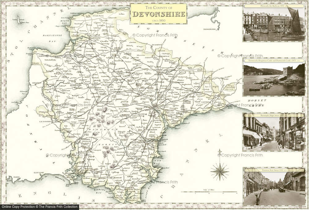 Historic County Map of Devonshire - Francis Frith