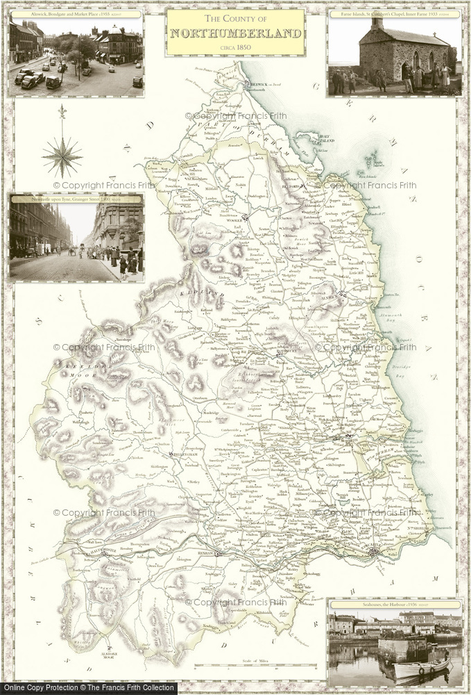 Historic County Map Of Northumberland Francis Frith 1179