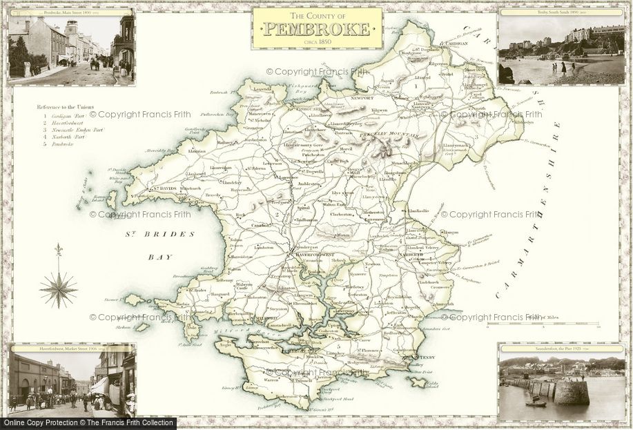 Historic County Map of Pembrokeshire - Francis Frith