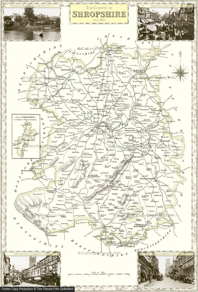 Old Map of Historic Map covering Abdon in 1840