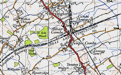 Old map of Abbas Combe in 1945