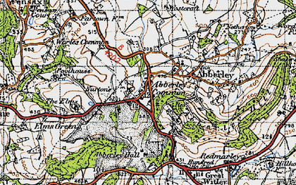 Old map of Abberley in 1947