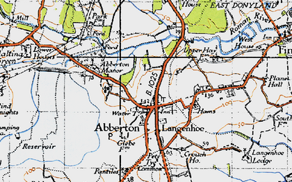 Old map of Abberton Manor in 1945