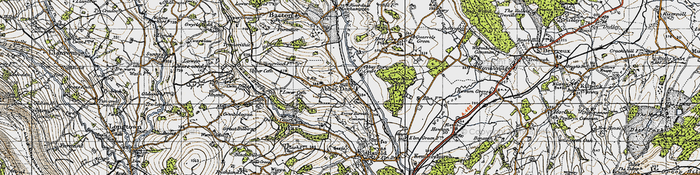 Old map of Abbey Dore in 1947