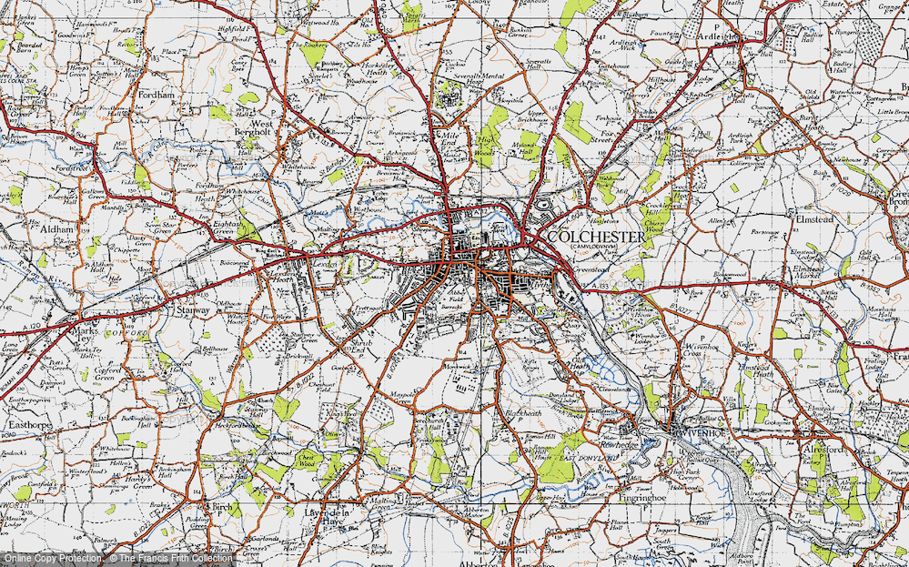 Old Map of Abbey Field, 1945 in 1945