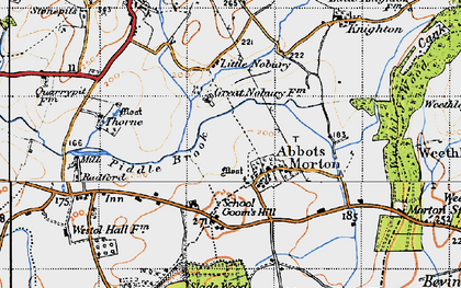 Old map of Abbots Morton in 1947