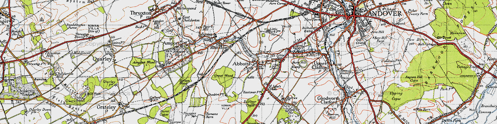 Old map of Abbotts Ann in 1945