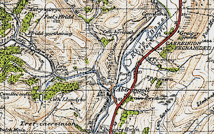 Old map of Afon Angell in 1947