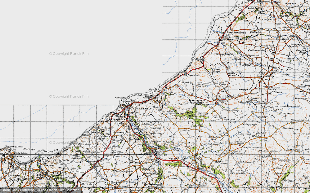 Old Map of Historic Map covering Afon Arth in 1947