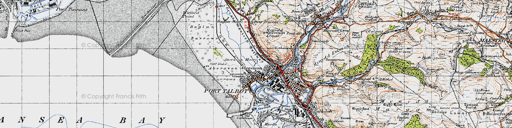 Old map of Aberavon in 1947