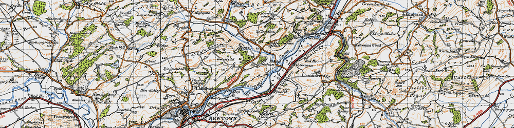 Old map of Aberbechan Dike in 1947