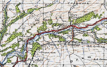 Old map of Abercraf in 1947