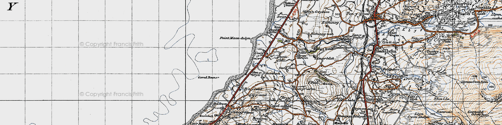 Old map of Aberdesach in 1947