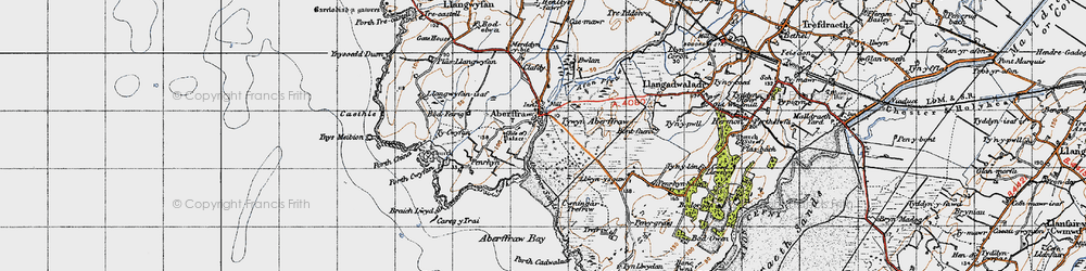 Old map of Aberffraw Bay in 1947