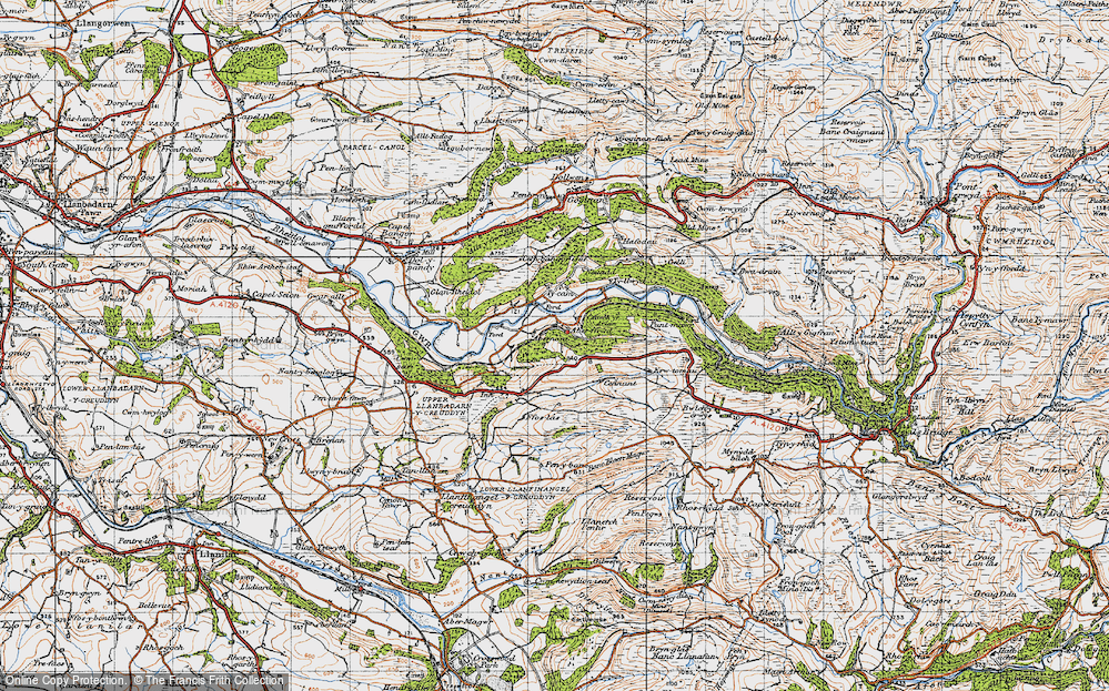 Old Map of Historic Map covering Abernant in 1947