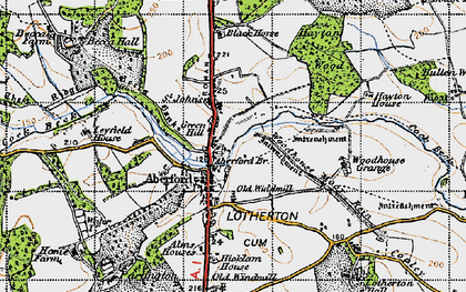 Old map of Aberford in 1947