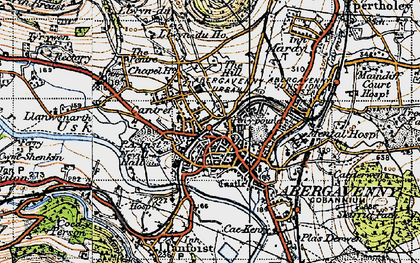 Old map of Abergavenny/Y Fenni in 1947