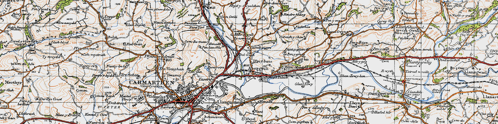 Old map of Abergwili in 1946