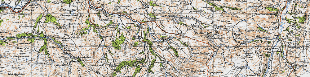 Old map of Aberhosan in 1947
