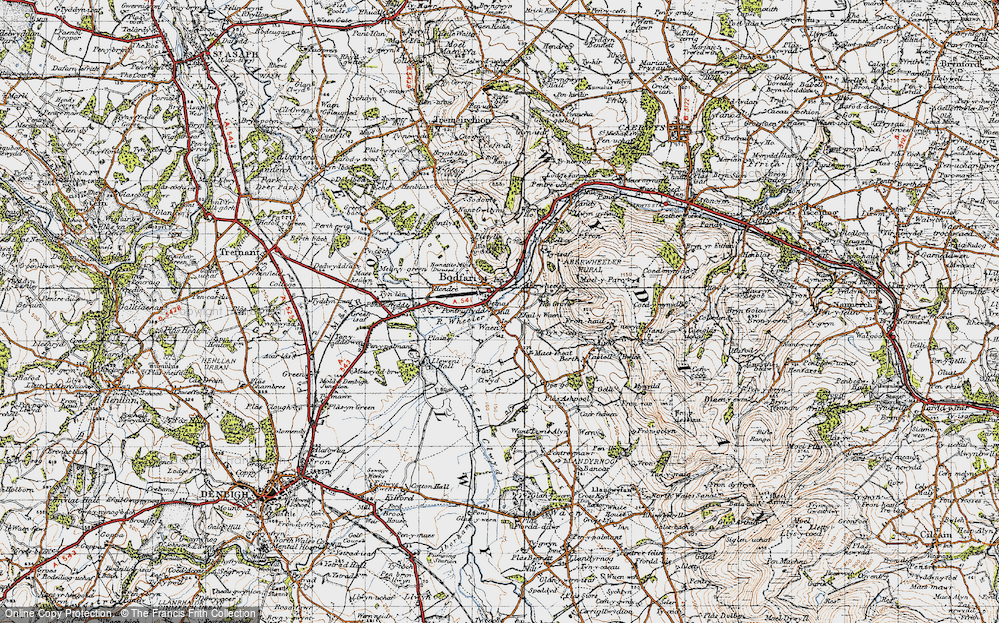 Old Map of Aberwheeler/Aberchwiler, 1947 in 1947