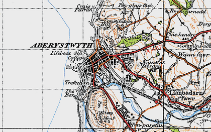 Old map of Aberystwyth in 1947