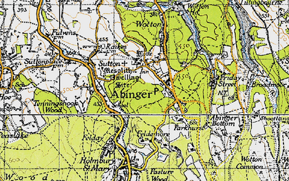 Old map of Abinger Common in 1940