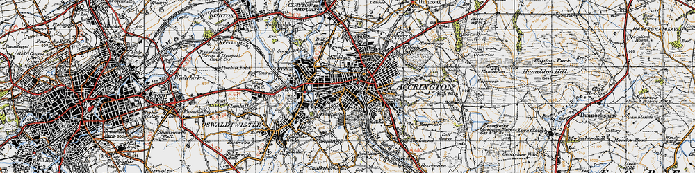 Old map of Accrington in 1947