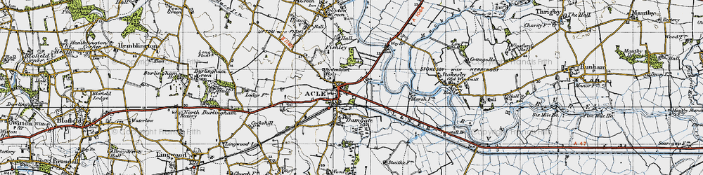 Old map of Acle in 1945