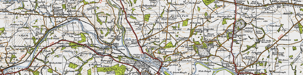 Old map of Acomb in 1947