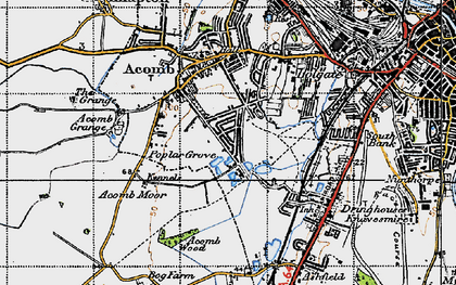 Old map of Acomb in 1947