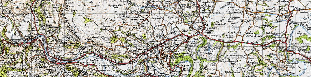 Old map of Acrefair in 1947