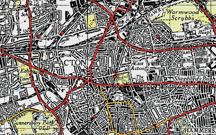 Old map of Acton in 1945
