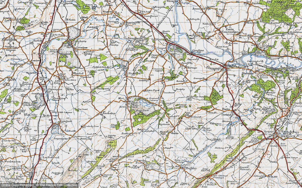 Old Map of Acton Pigott, 1947 in 1947