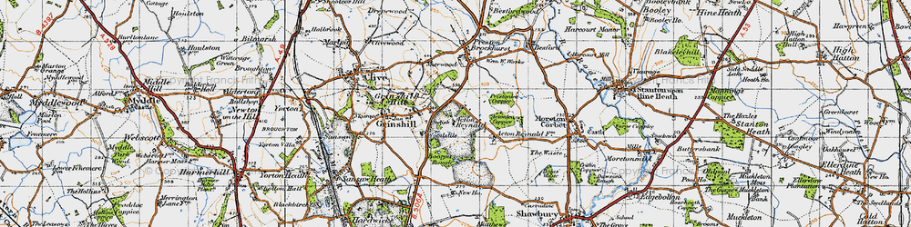 Old map of Acton Reynald in 1947