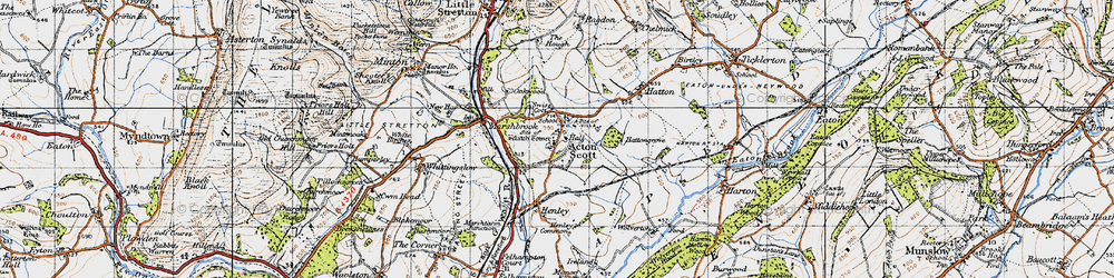 Old map of Acton Scott in 1947