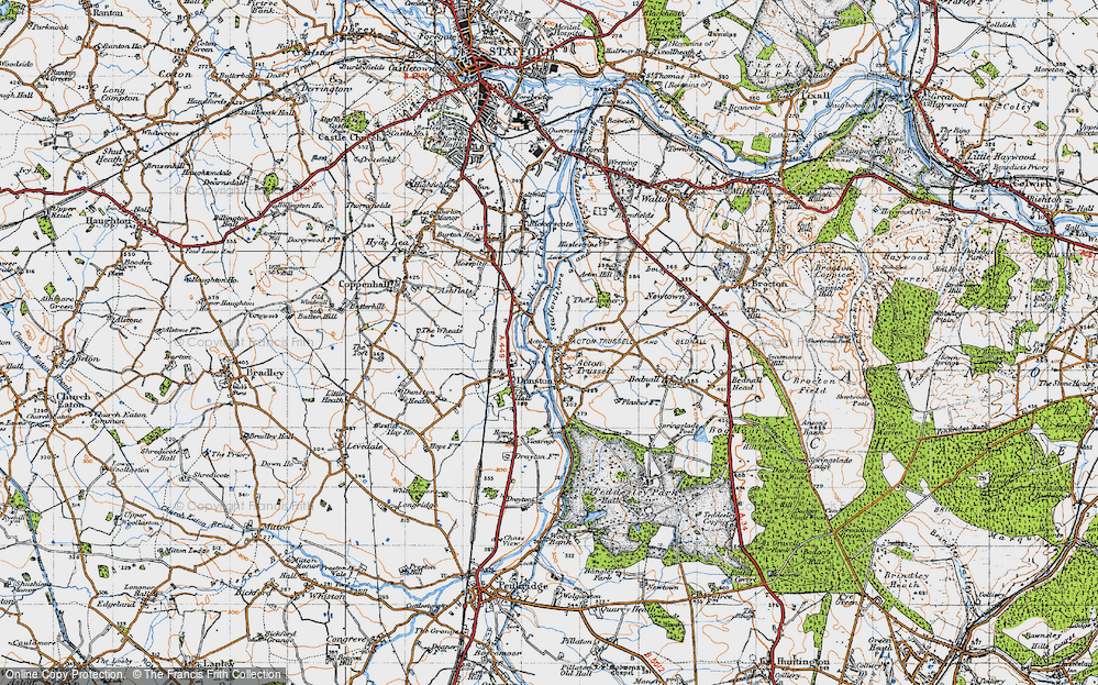 Old Map of Historic Map covering Acton Br in 1946