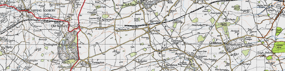 Old map of Acton Turville in 1946