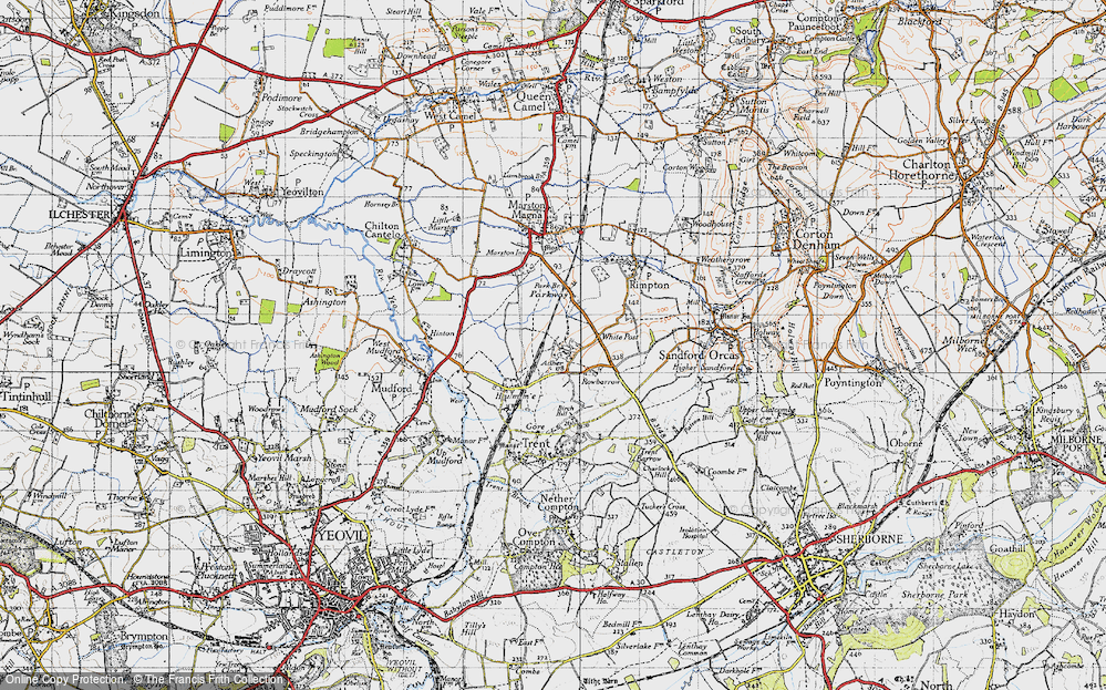 Old Map of Historic Map covering Birch Hill in 1945