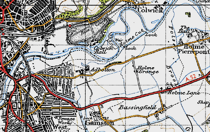 Old map of Adbolton in 1946