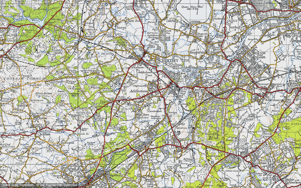 Old Map of Addlestone, 1940 in 1940