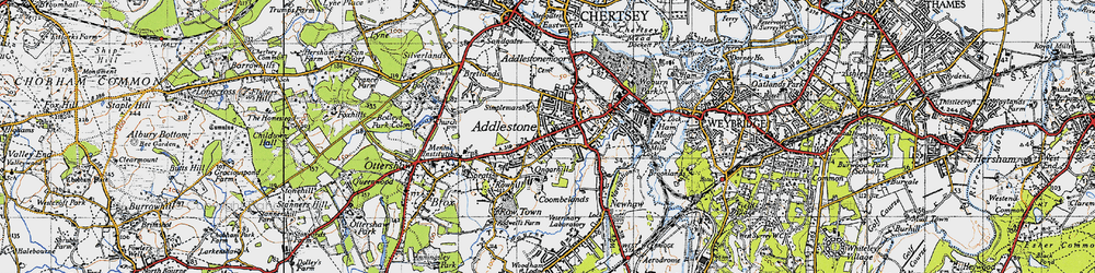 Old map of Addlestone in 1940
