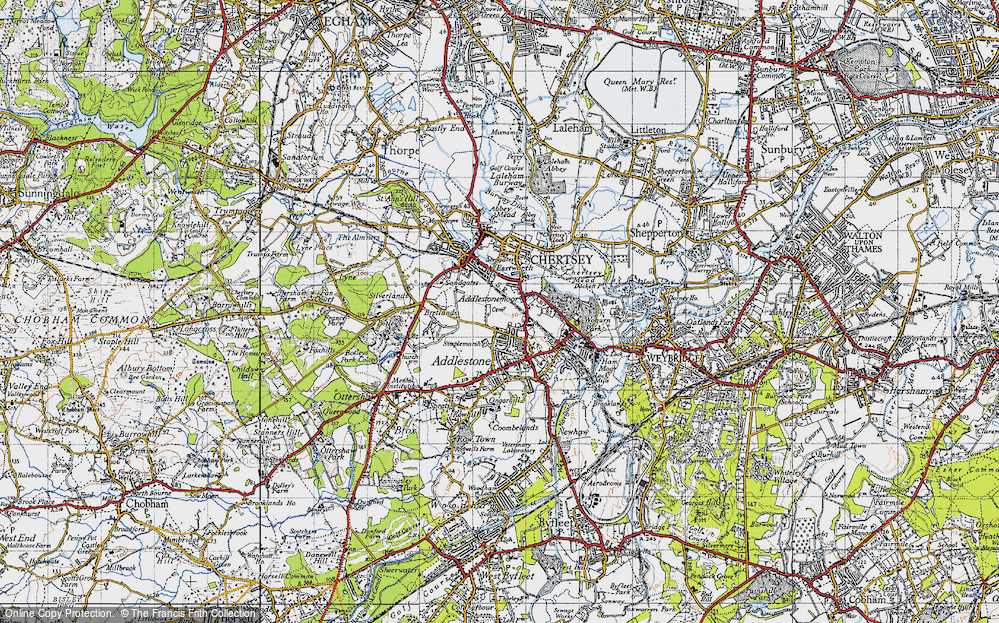 Old Map of Addlestonemoor, 1940 in 1940