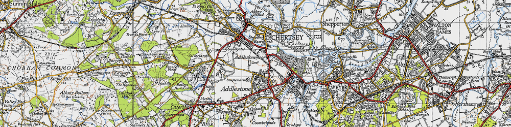 Old map of Addlestonemoor in 1940