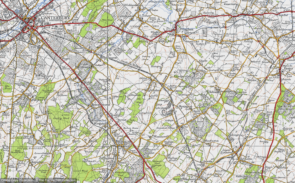 Old Map of Adisham, 1947 in 1947