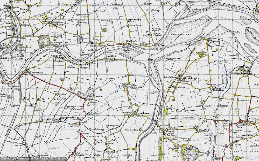 Old Map of Historic Map covering Adlingfleet Drain in 1947