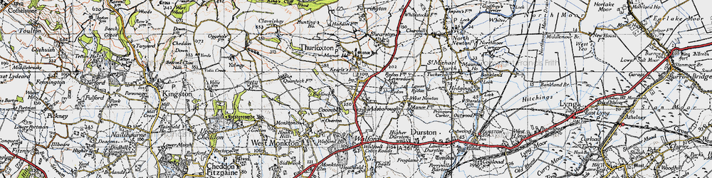 Old map of Adsborough in 1946