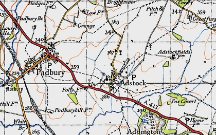 Old map of Adstock in 1946