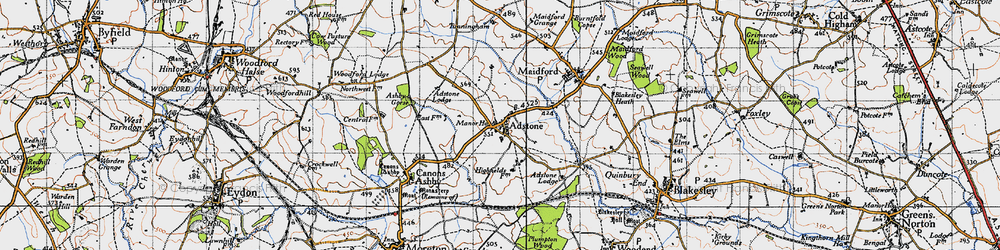 Old map of Adstone Ho in 1946
