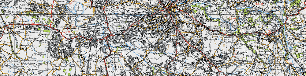 Old map of Adswood in 1947