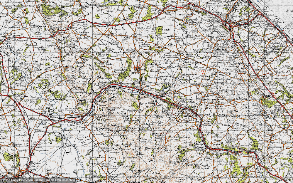 Old Map of Historic Map covering Bryn Sion in 1947